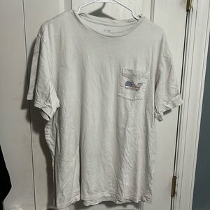 White Vinyard Vines Shirt with American Whale Flag